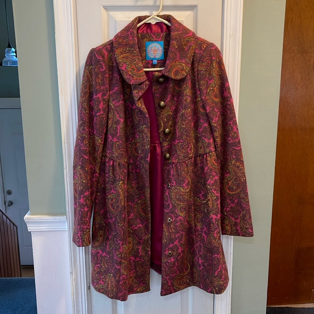 Vintage Anthropologie wool paisley peacoat - sz. 2- worn 1x, excellent condition